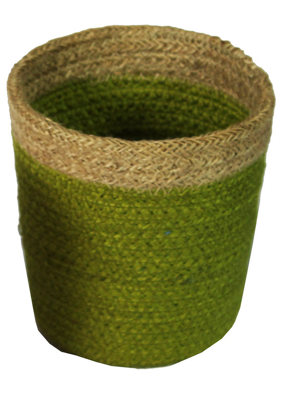 Natural Jute Mini Basket - Green