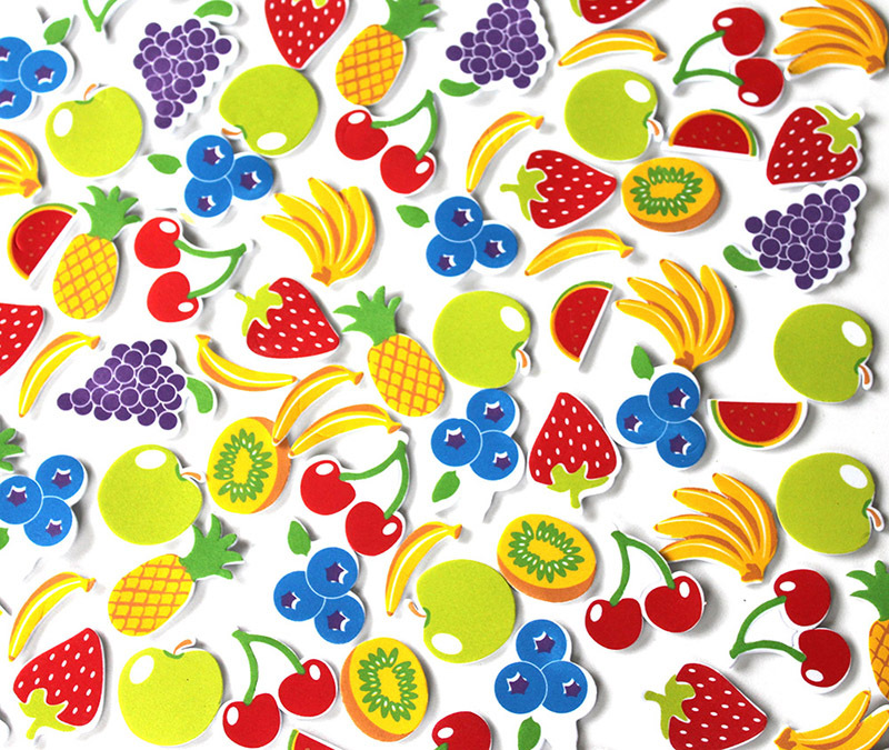 Foam Stickers Assorted Fruit 90pcs