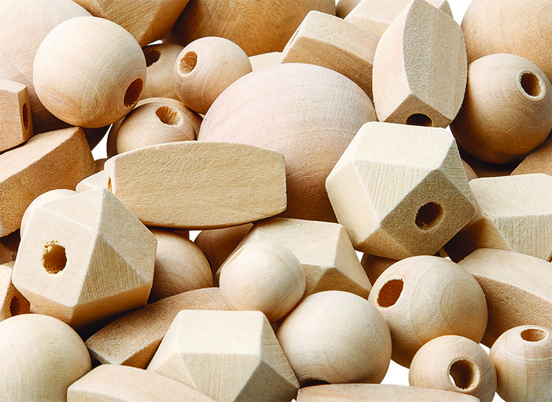 Natural Wooden Beads Assorted Shapes - 92pk