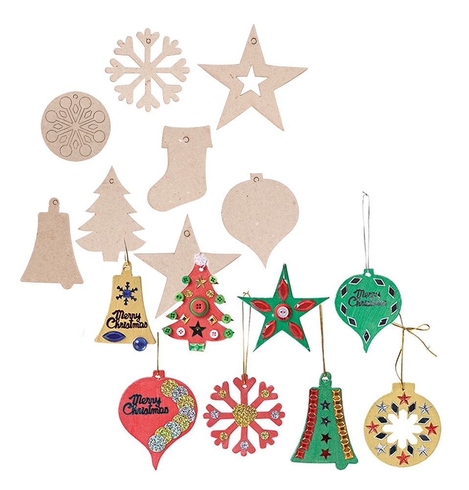 >Paper Mache Christmas Decorations  Assorted 80pk