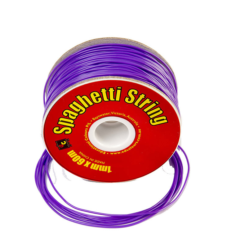 Plastic Line Thin 1mm Spaghetti String - Purple - 60m