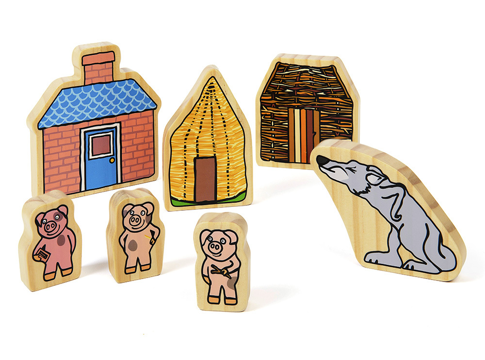 Wooden Characters - The Three Little Pigs 