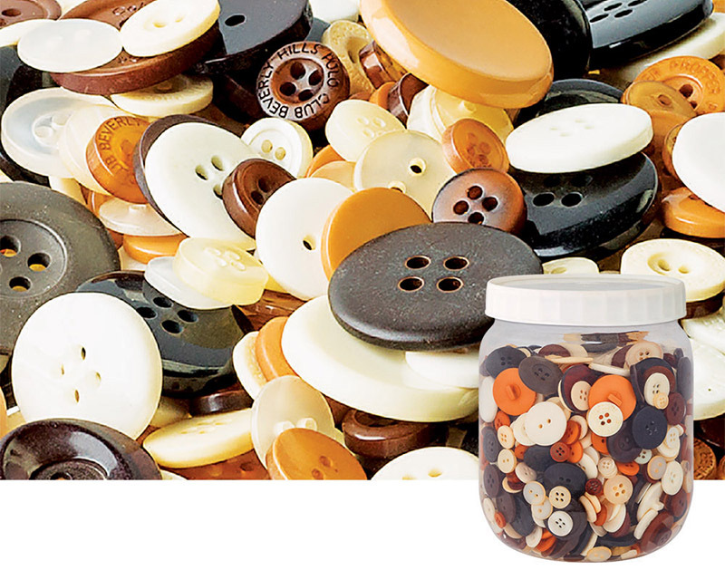 Natural Coloured Bulk Buttons - Jar 600g