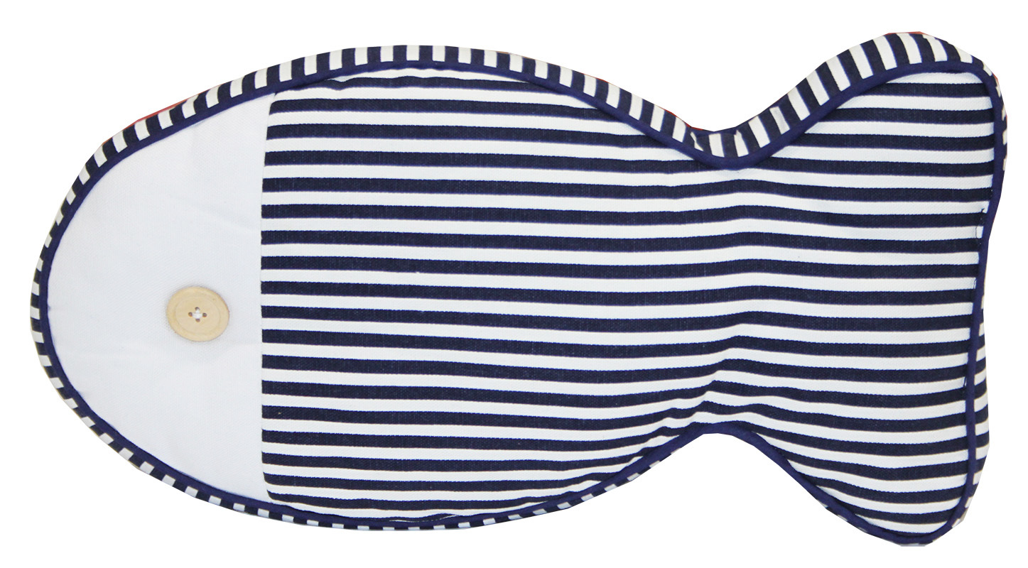 *Indoor Linen & Cotton Cushion - Fish Narrow Stripe