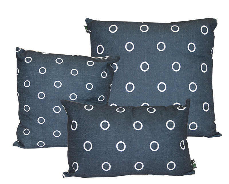 Indoor Linen & Cotton Cushion - Navy Blue Set of 3