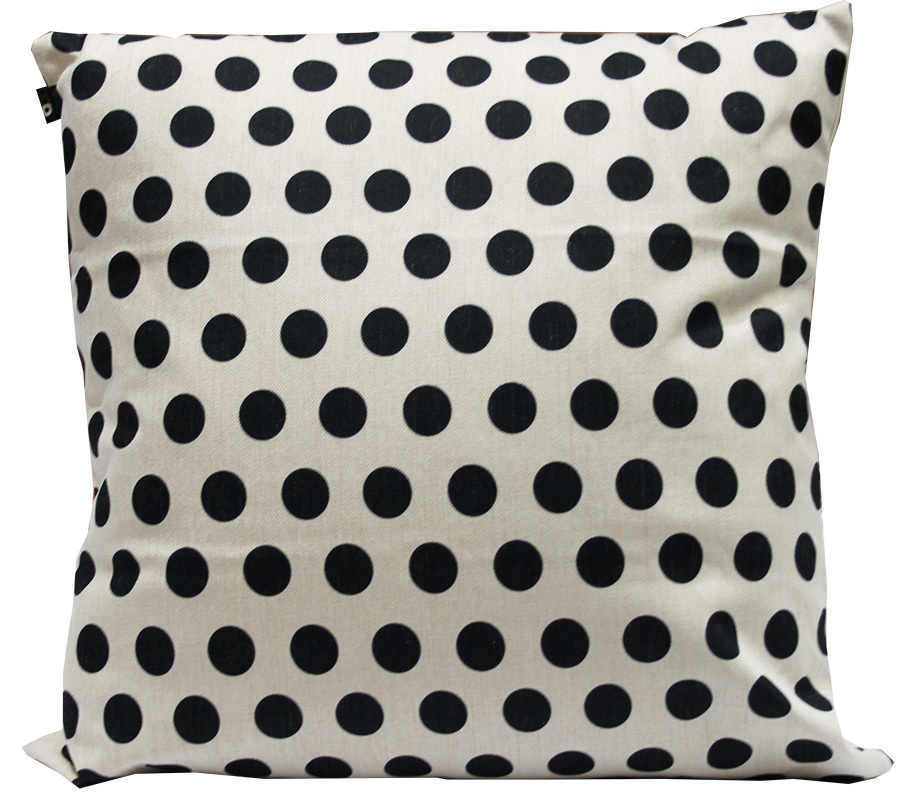 Indoor Linen & Cotton Cushion - Large Square Navy Blue Dots