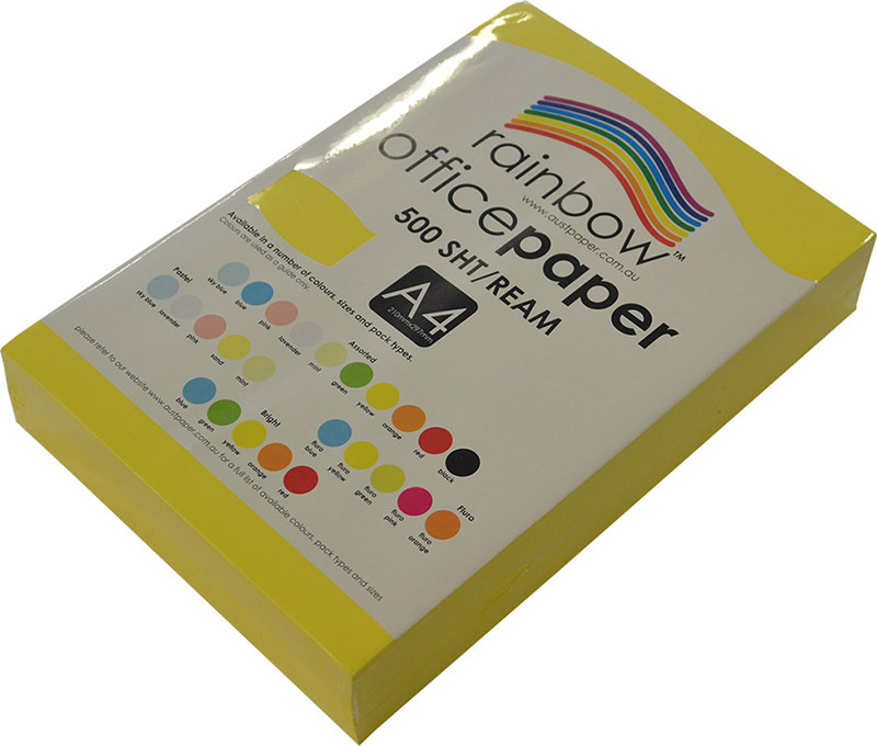 Rainbow Office/Copy Solid Colour Paper - 80gsm A4 Ream Yellow