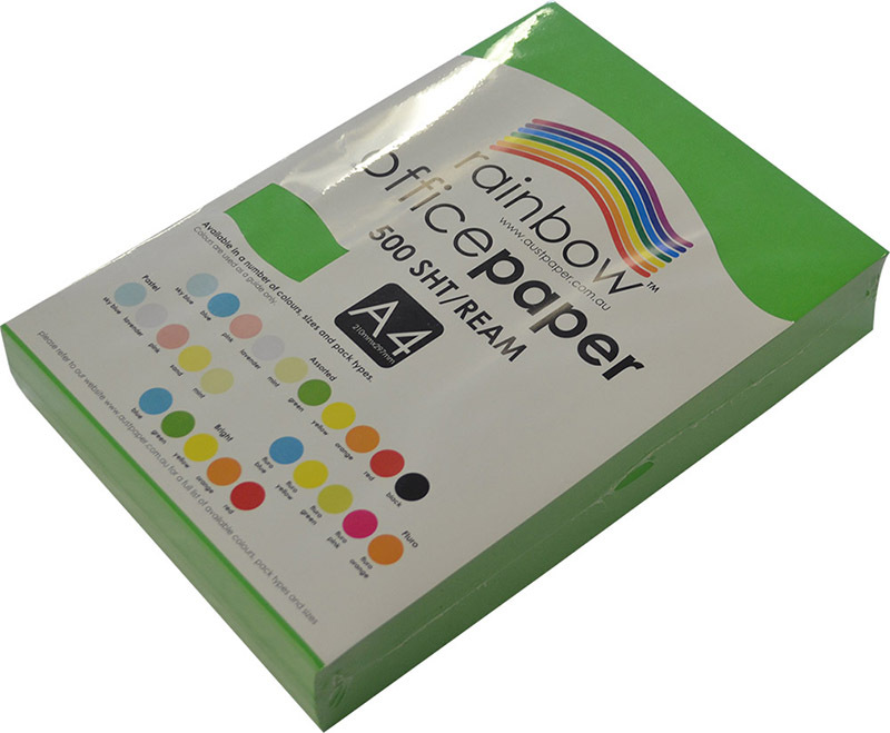 Rainbow Office/Copy Solid Colour Paper - 80gsm A4 Ream Green