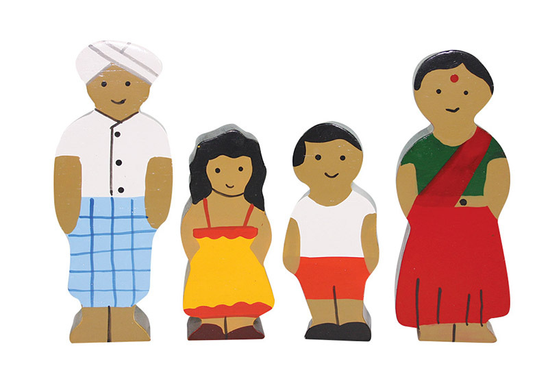 Multicultural Wooden Family Set - Indian 4pcs
