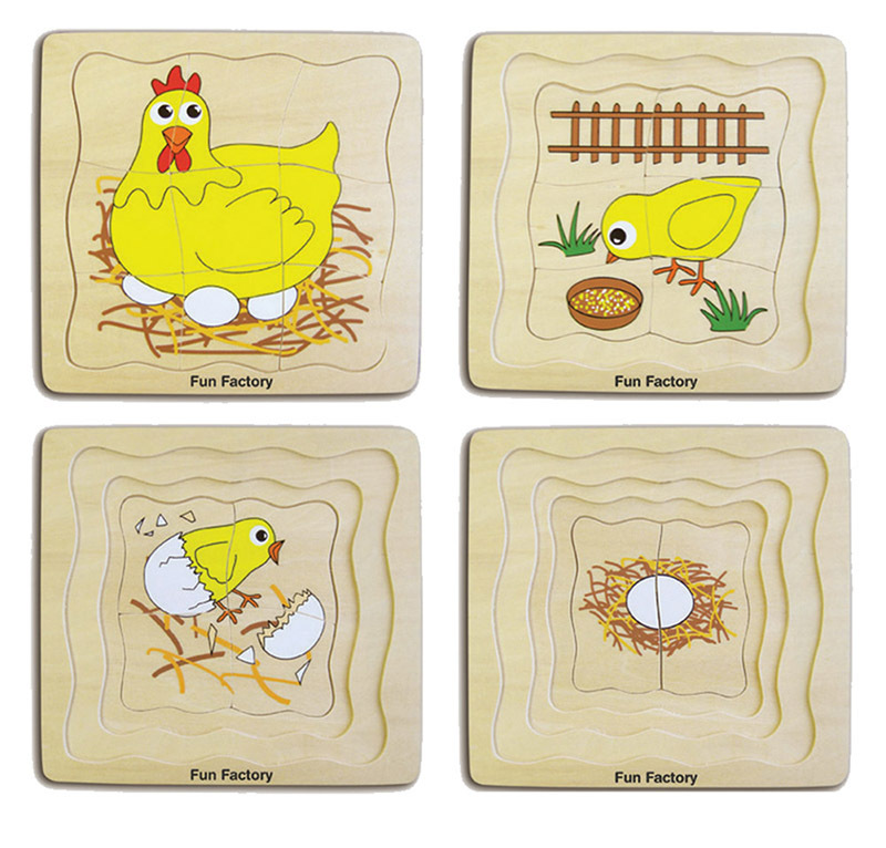 Layered Life Cycle Puzzle - Chicken 4 Layers 21pcs 19cm x 18cm