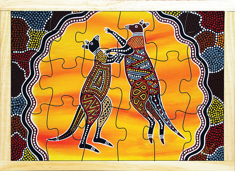 Aboriginal Art Style Puzzle - How The Kangaroo Got His Tail 18pcs