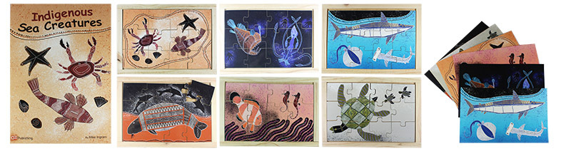 Indigenous Sea Creatures Book, Posters & Puzzles Set - 13pcs