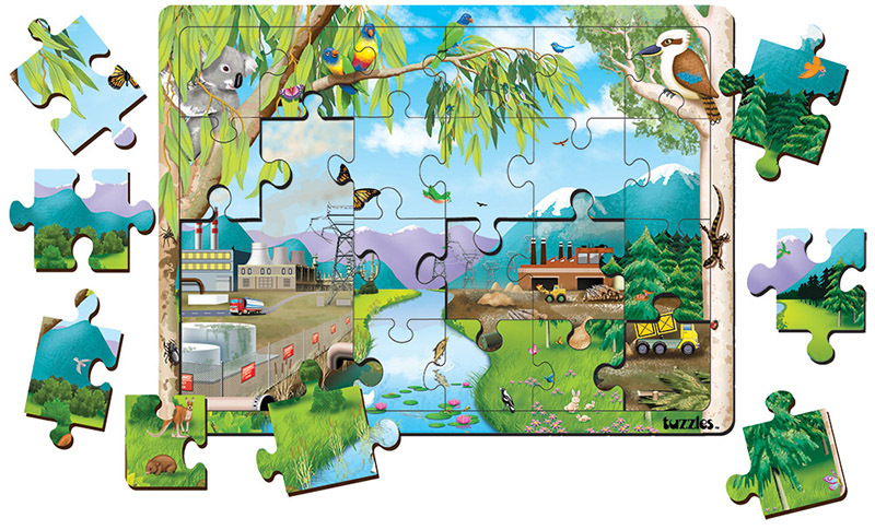 Tuzzles Australian Environmental Change Tray Puzzle - 24pcs