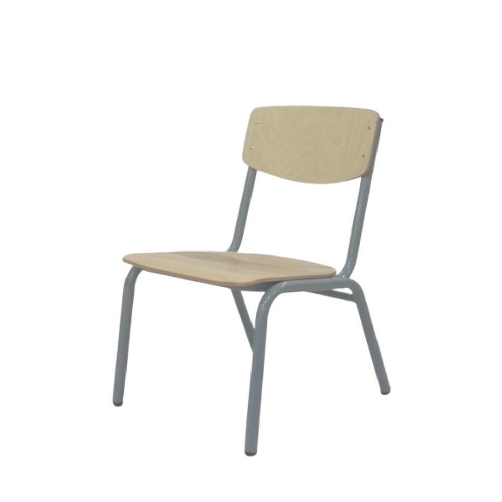 Simple Metal Chair with Timber Seat & Back Rest - 35cm Seat Height