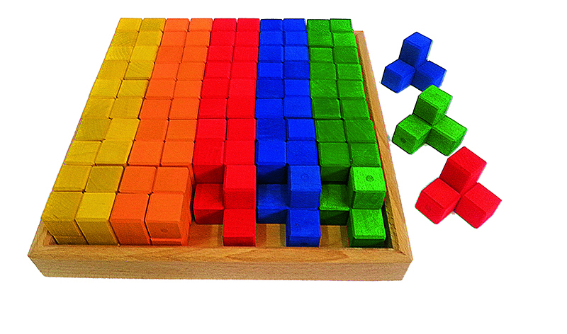 *Bauspiel Wooden Corner Blocks - Coloured 51pcs
