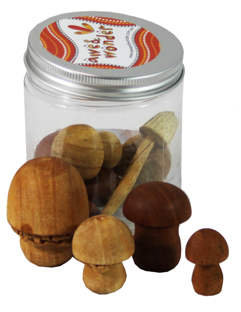 Wooden Mushroom Set - In Portable Play Jar