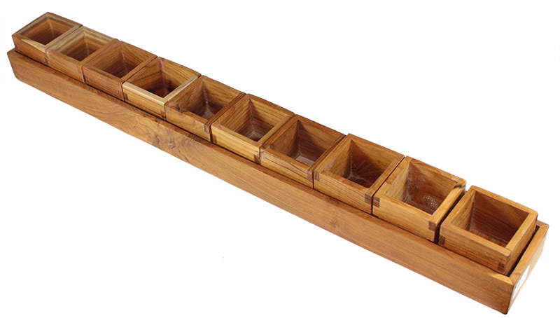 Mahogany Sorting Tray - Jumbo 10 Compartments & Boxes