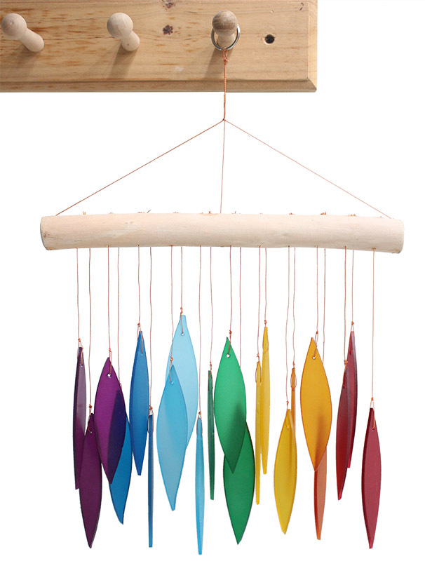 Recycled Glass Wind Chime - Rainbow