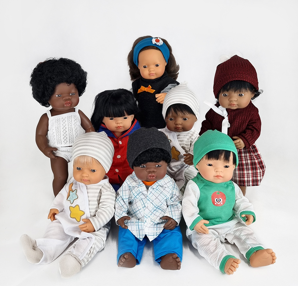 Baby Dolls & Clothes 38cm - Set of 8 (4 Boys & 4 Girls)