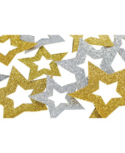 *SPECIAL: >Glitter Embellishment - Hollow Stars Gold/Silver 50pk