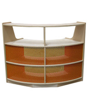 Billy Kidz Birch Medium Shelf Unit 76cmH - Curved with Orange Steel Mesh Back