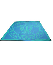 Recycled Large Mat Torres Strait Island Design - "Turtle Circle" Blue/Green