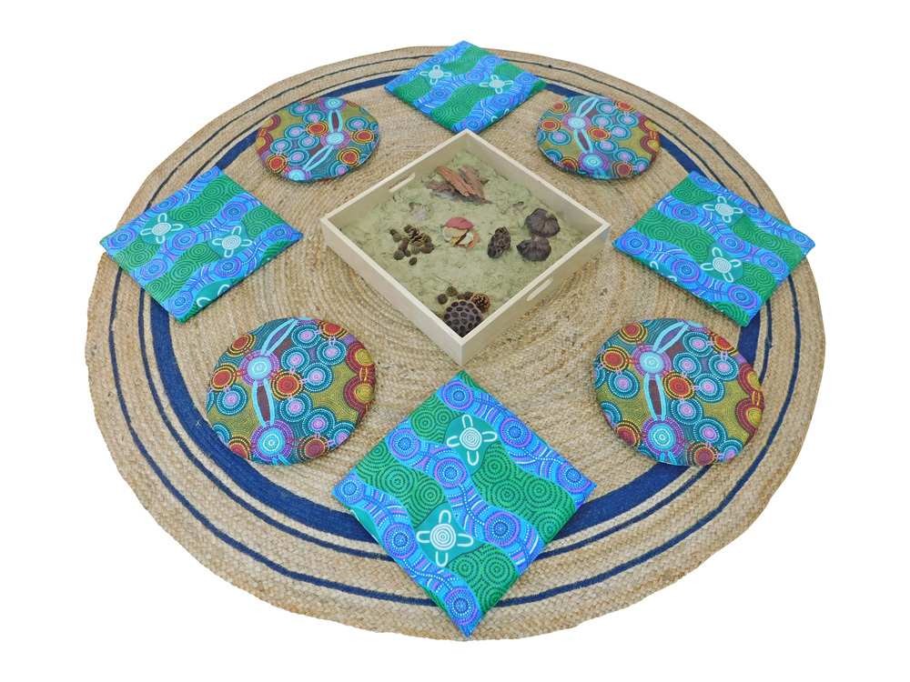 *Indigenous Designed Flat Floor Cushion Three Rivers EMRO Designs