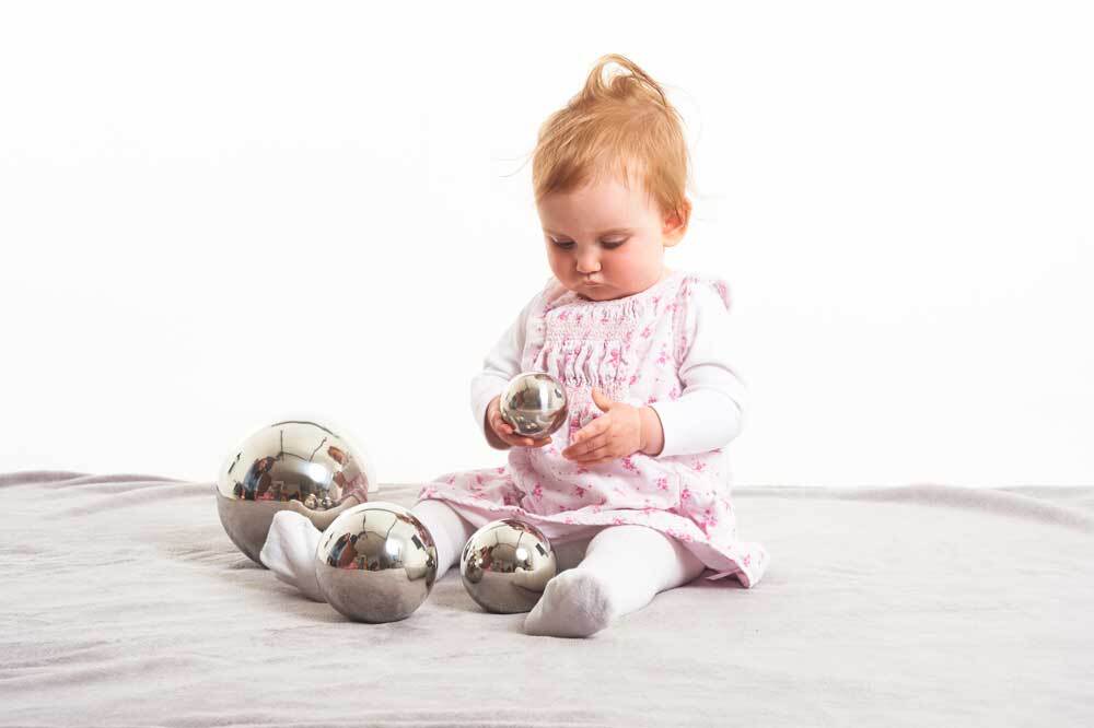 For Stylish Nurseries and Bedrooms Stainless Steel Sensory Balls for Reflections and Color Silver Set of 4 TickiT-9322 Sensory Reflective Balls Mirrored Spheres for Babies and Toddlers 