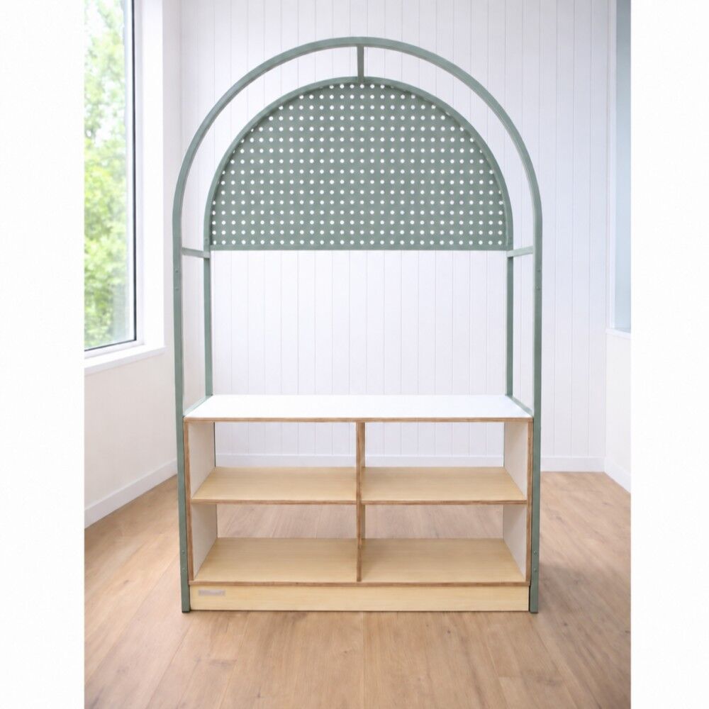 Curiate Perforated Arch with Open Straight Shelf Unit