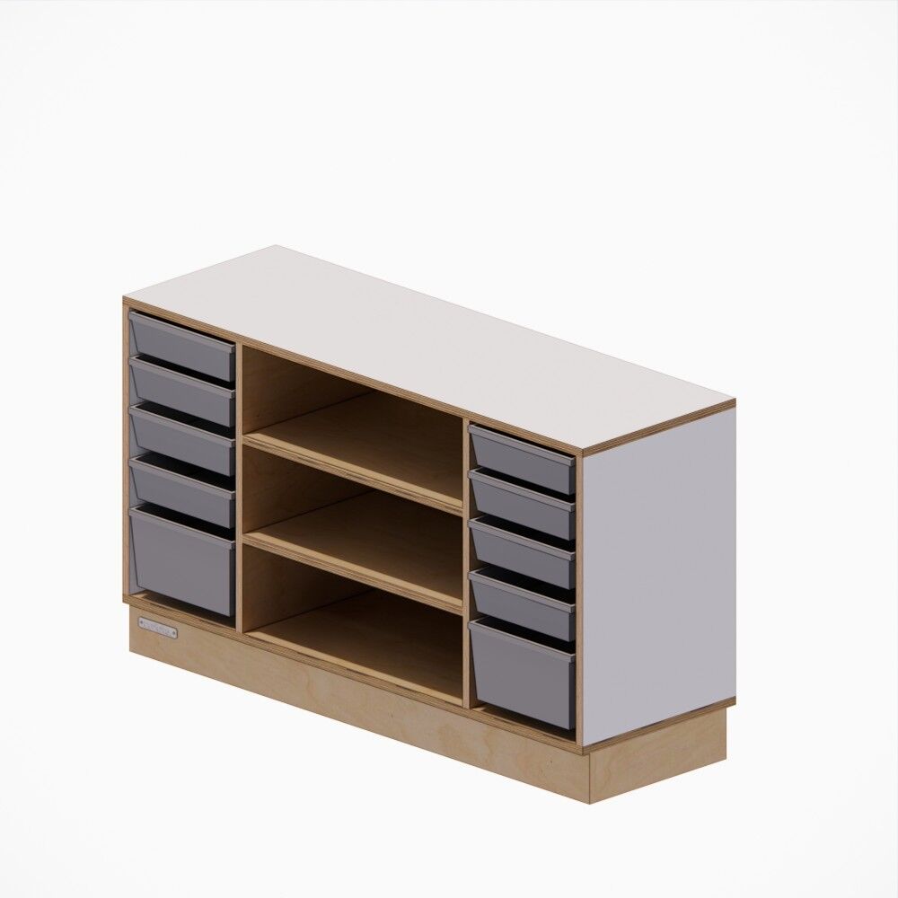 Curiate Art Storage Shelf with Trays - Dove