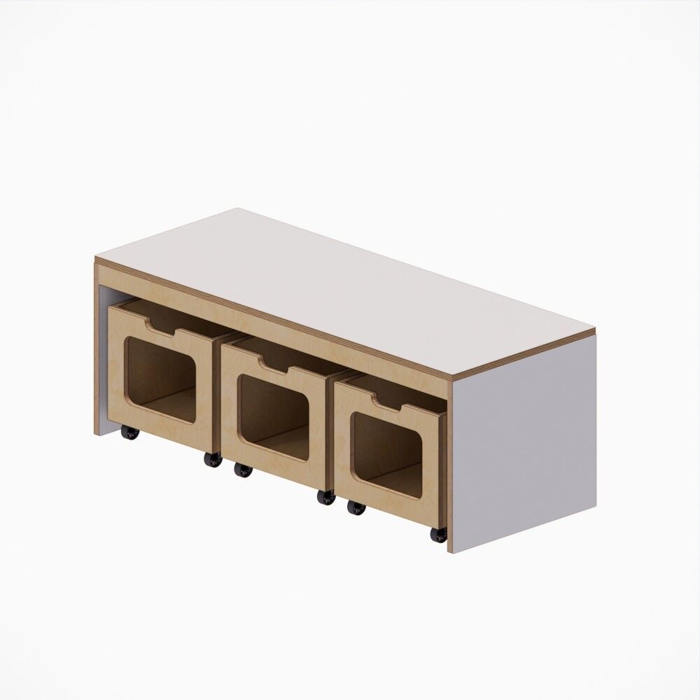 Curiate Activity Bench with Storage Bins - Dove