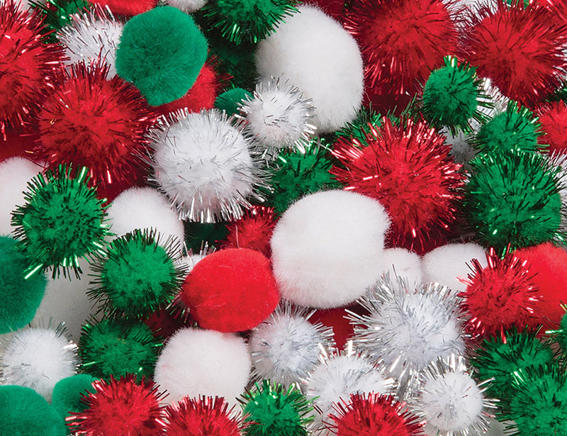 >Pom Poms 300pk - Christmas Assorted