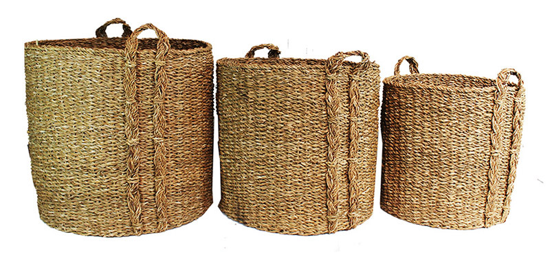Giant Seagrass Baskets - Round 3pcs