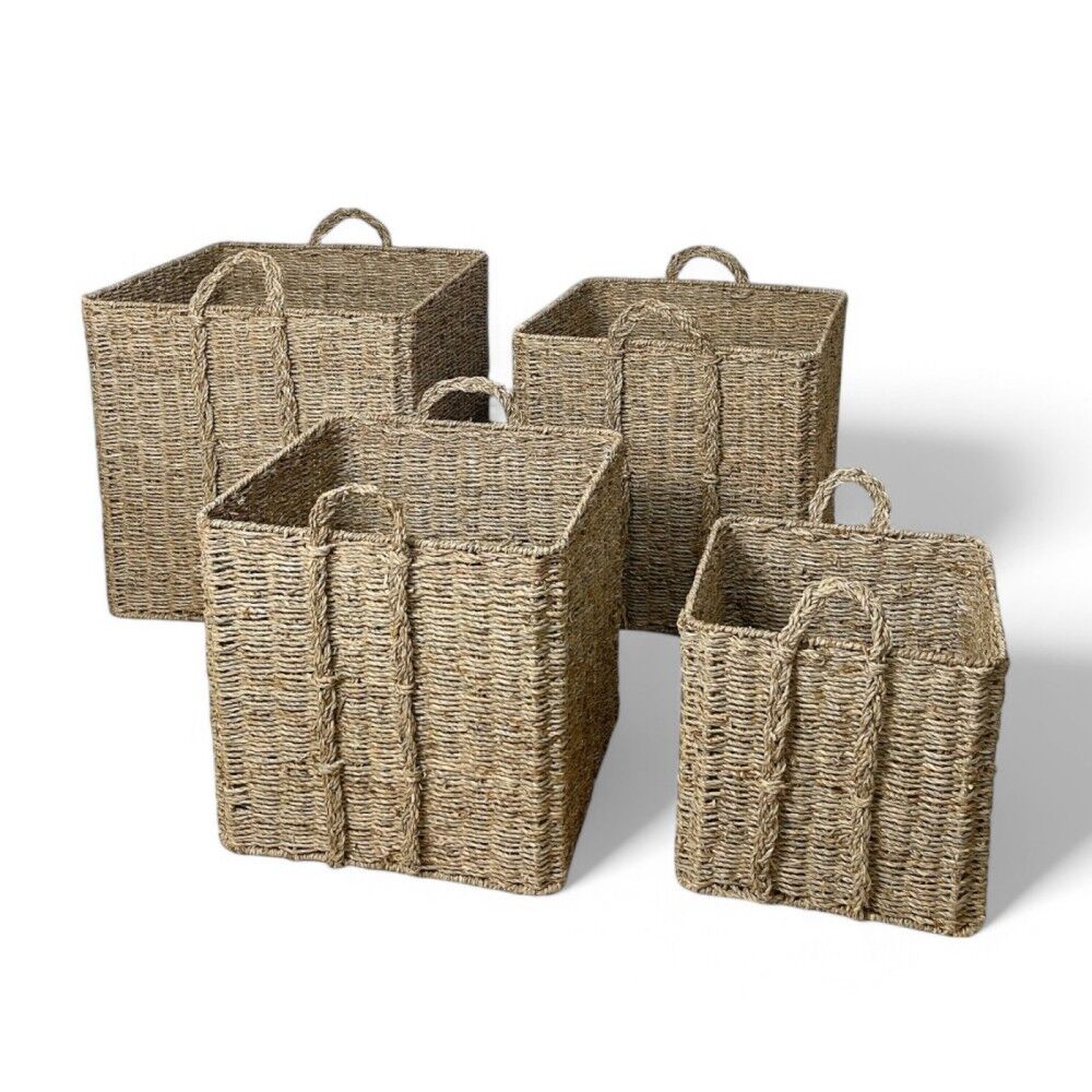Giant Seagrass Baskets - Square 4pcs