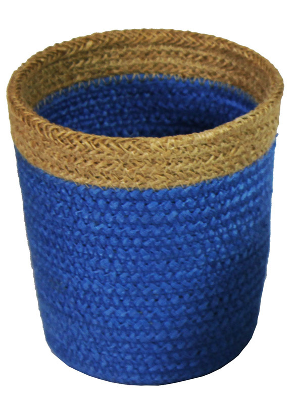 Natural Jute Mini Basket - Royal Blue