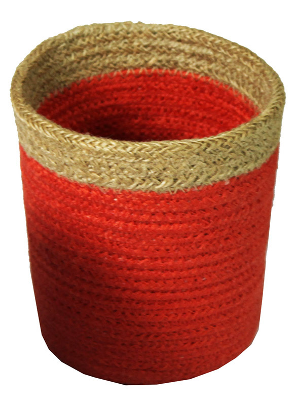 Natural Jute Mini Basket - Red