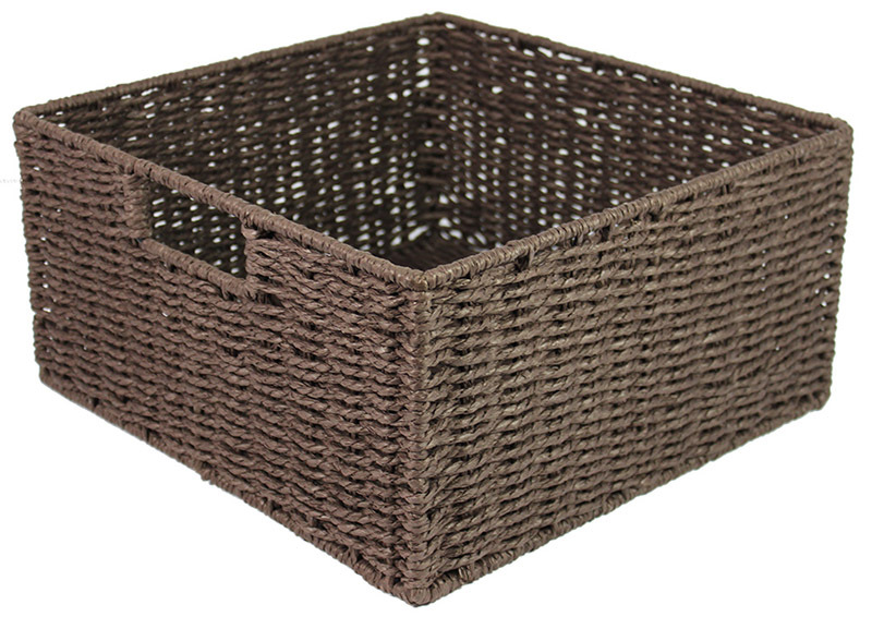 Natural Paper Rope Square Basket - Chocolate