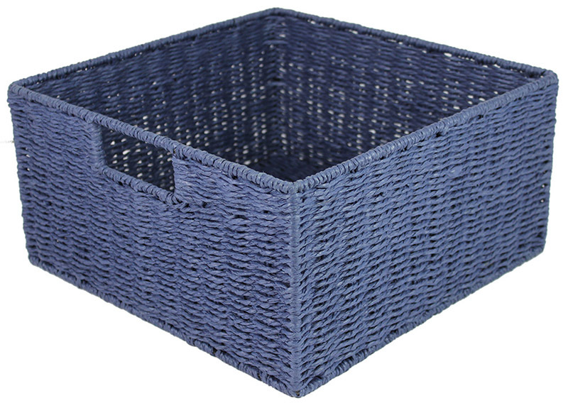 *Natural Paper Rope Square Basket - Blue