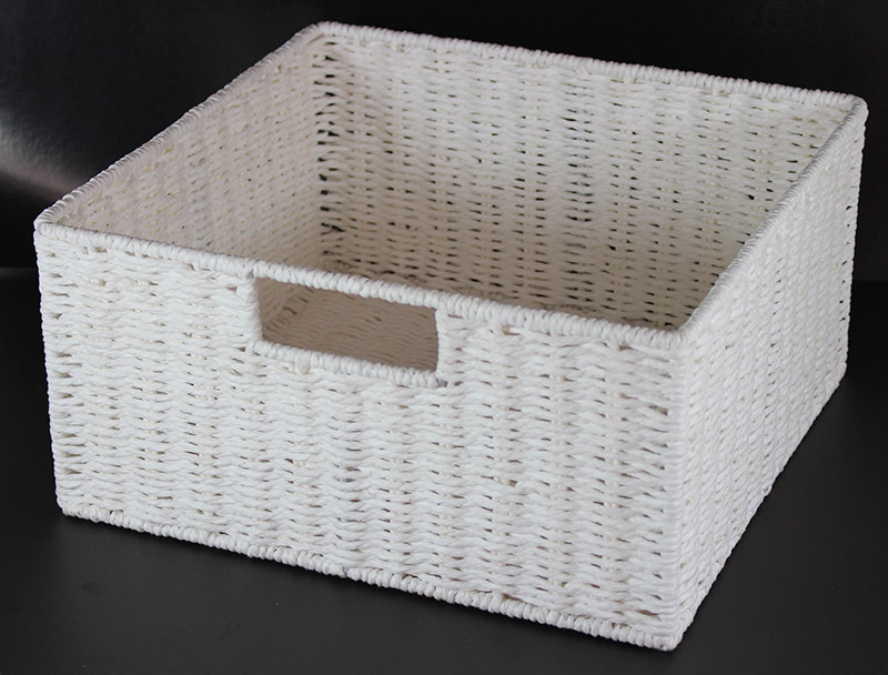 Natural Paper Rope Square Basket - White