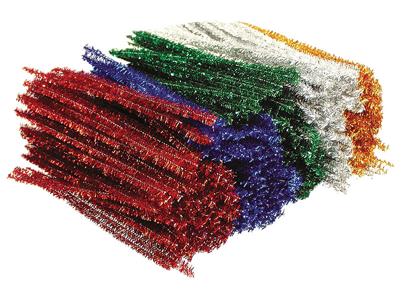 Pipe Cleaner Tinsel Assorted Colours - Short 150mm 500pk