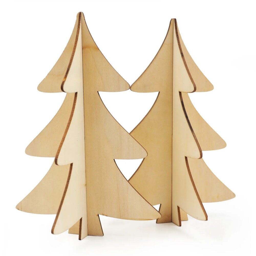 >Wooden 3D Christmas Trees - 10pc