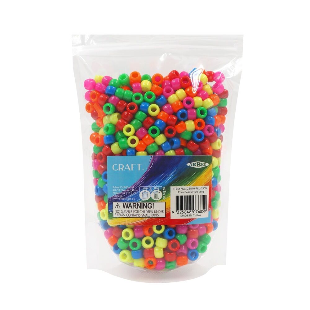 Pony Beads - Fluoro 250gms