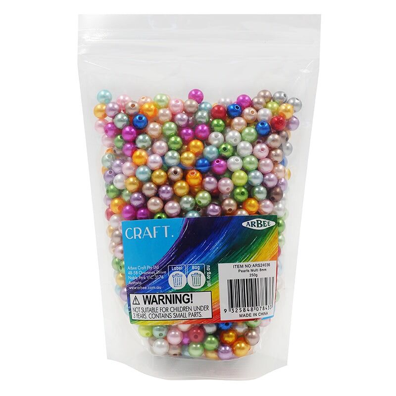 Pony Beads - Pearls 250gms