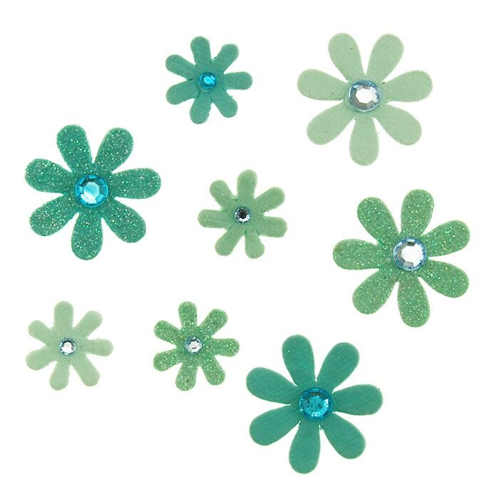 Sparkle Flowers Blue - 60pcs
