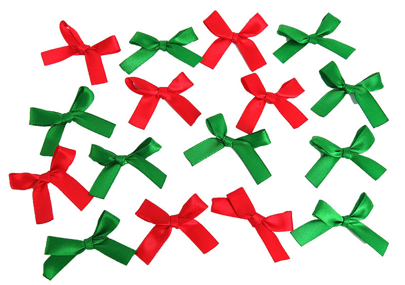 >Satin Ribbon Bows Adhesive - Red & Green 50pcs