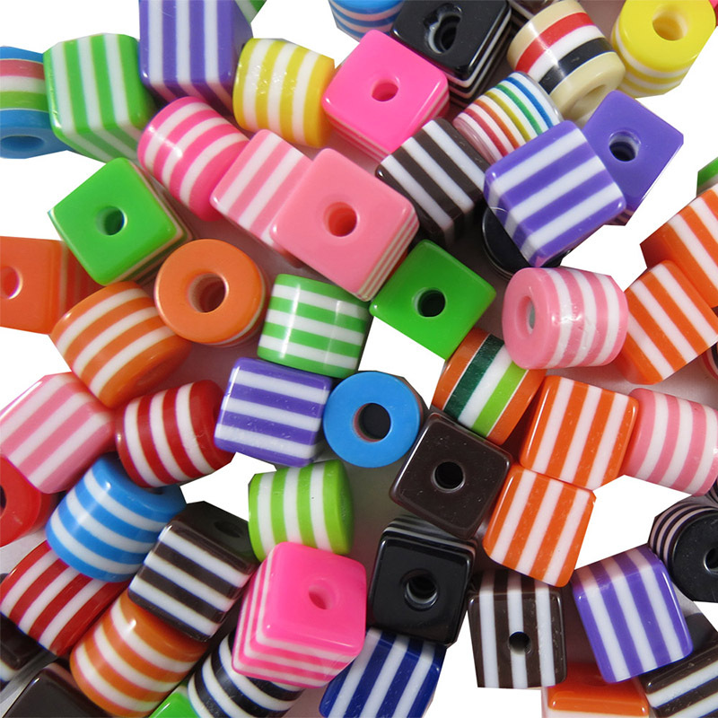 Plastic Cube & Cylinder Beads - 100gm