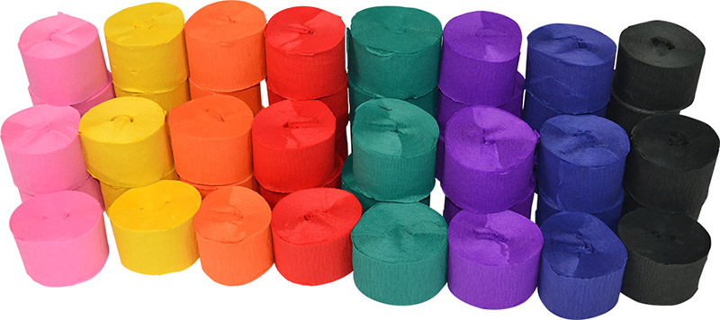 Crepe Rainbow Streamers - 48 Rolls