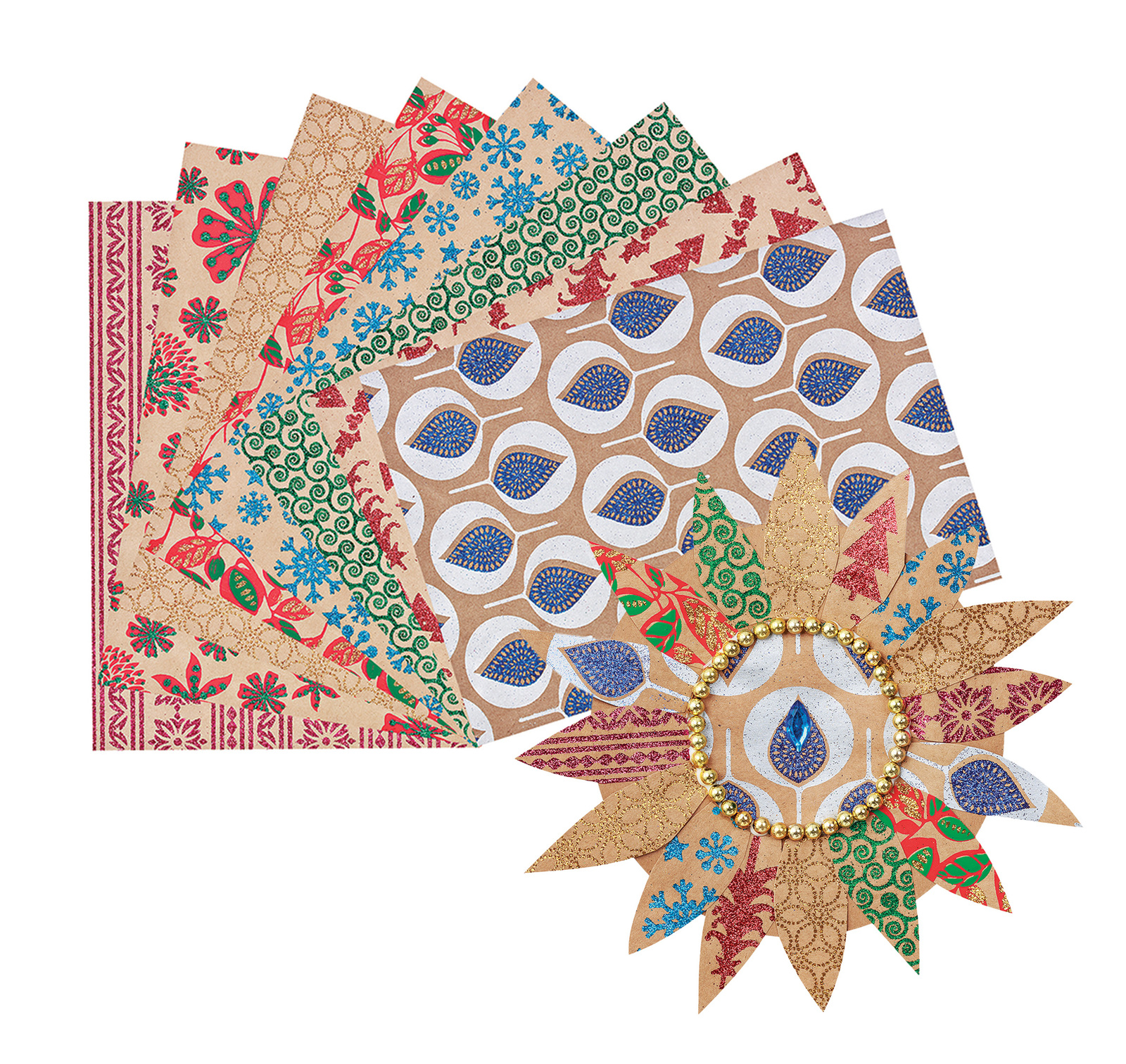>Christmas Paper A4 Assorted Glitter  - 40pcs