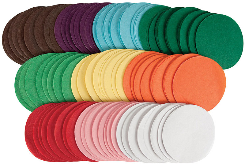Circle Tissue Paper Assorted Colours - Small 100mm 4600pk