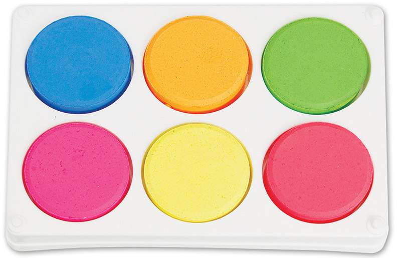 Poster Colours Paint Blocks Thick Set - Fluoro (includes Palette) 6pk